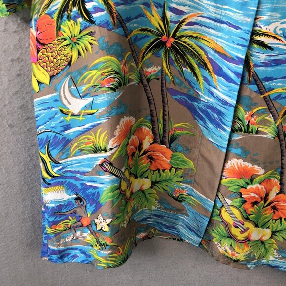 Anne Pinkerton Shirt Womens Medium Multicolor Silk Hawaiian Surfer Scenic 90s - Picture 10 of 16
